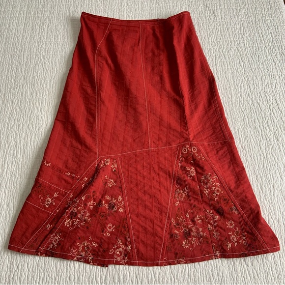 MAXI SKIRT & BLOUSE SET / COTTON / RED FLORAL / VINTAGE / BOHO / MED - LG - Picture 7 of 13